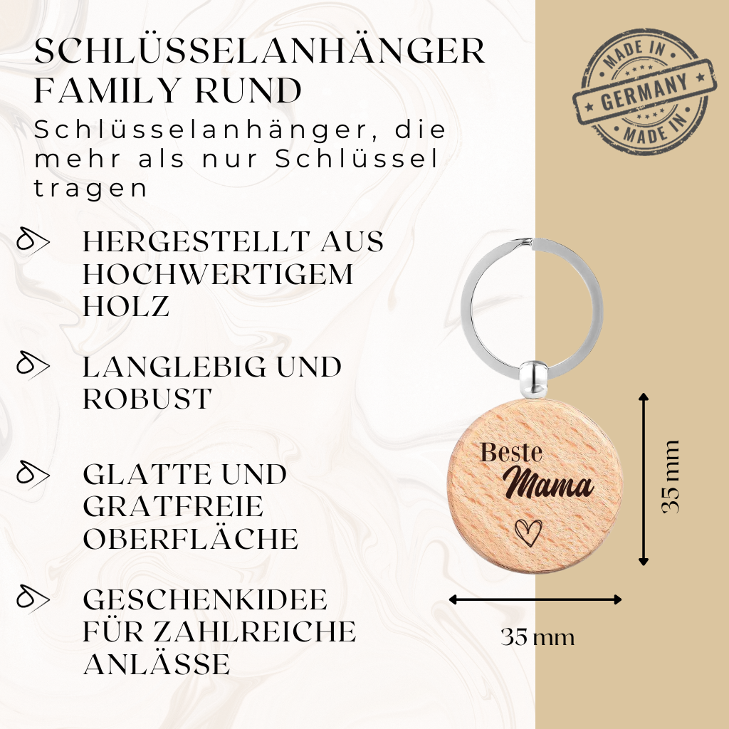 Schlüsselanhänger Family rund