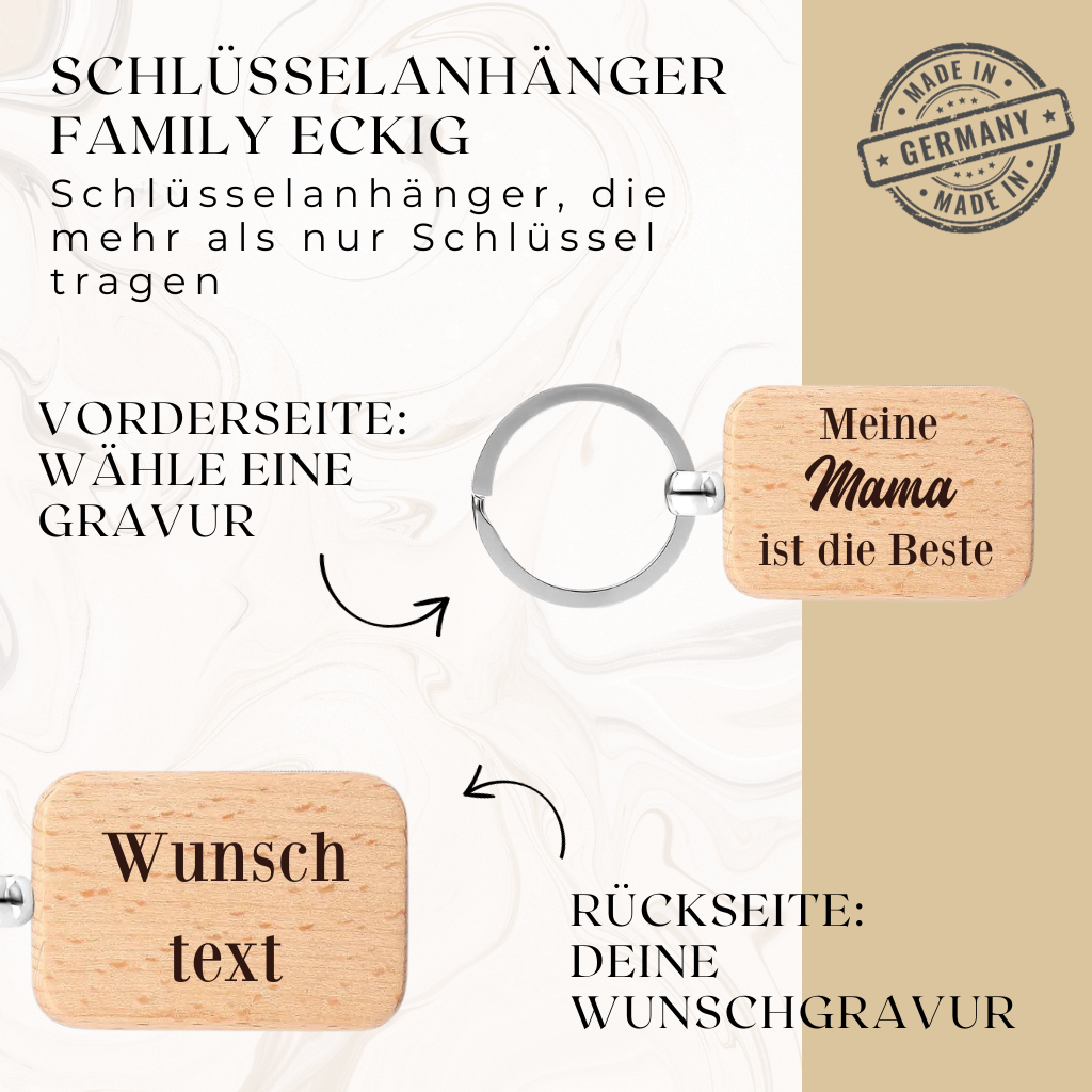 Schlüsselanhänger Family eckig